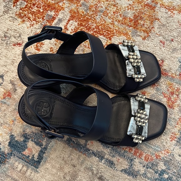 Navy Blue Tory Burch Sandals with Embellishment - Picture 4 of 5